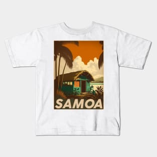 Samoa Hut Vintage Travel Art Poster Kids T-Shirt